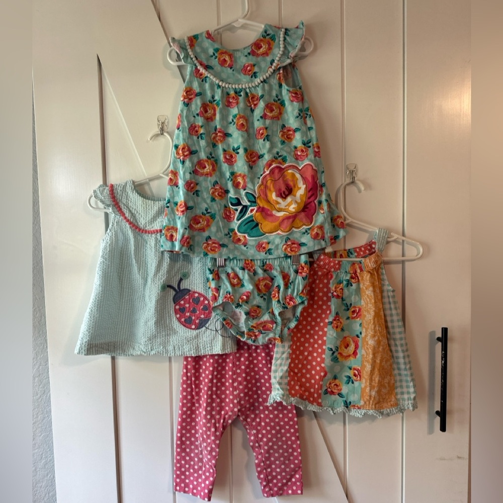 4- Piece Mix & Match Nursery Rhyme Kids Floral and Polka Dot Kids Matching Set